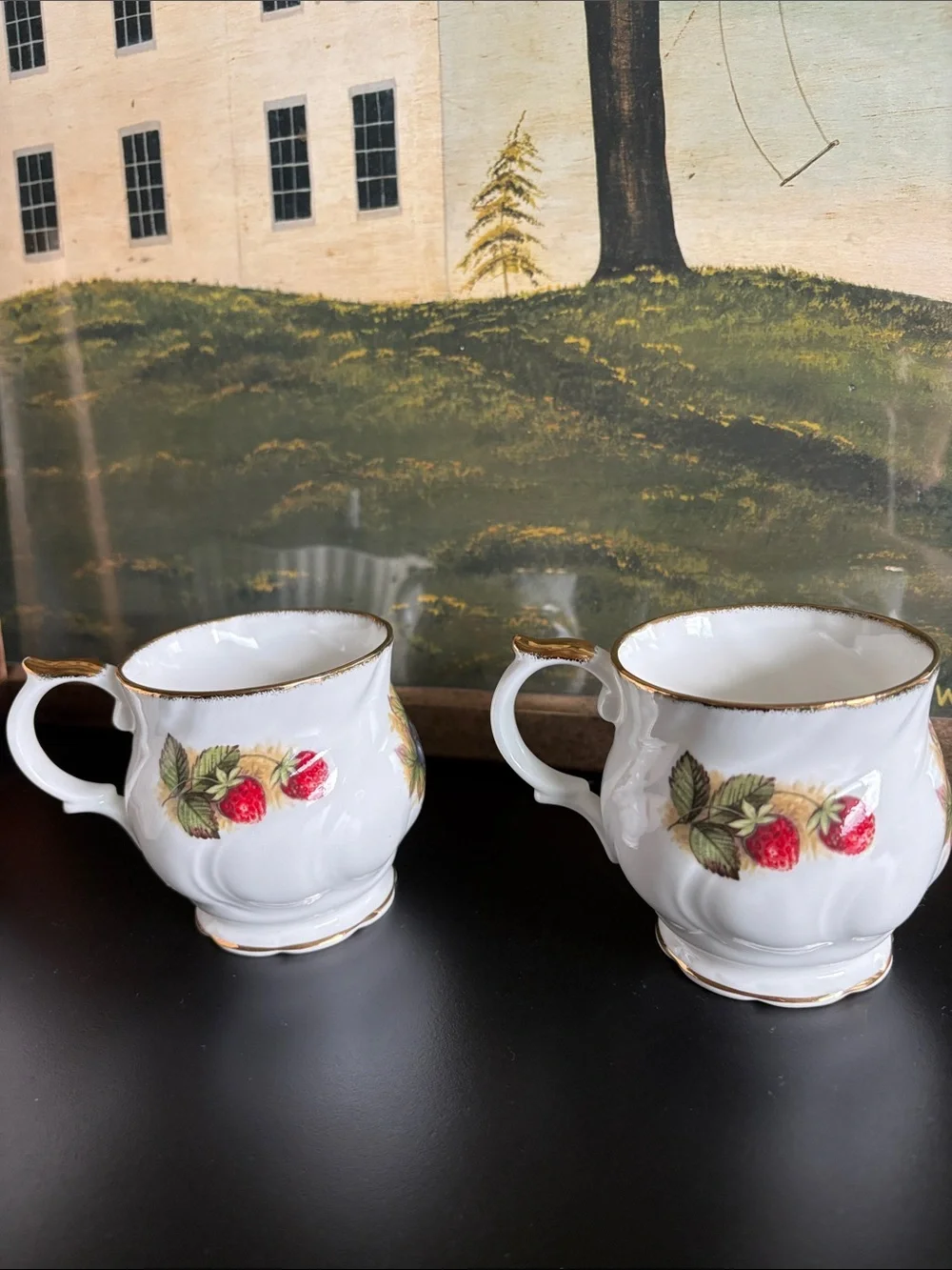 Vintage Queen’s Antique Fruit Gilded Fine Bone China Tea Cup Made in England